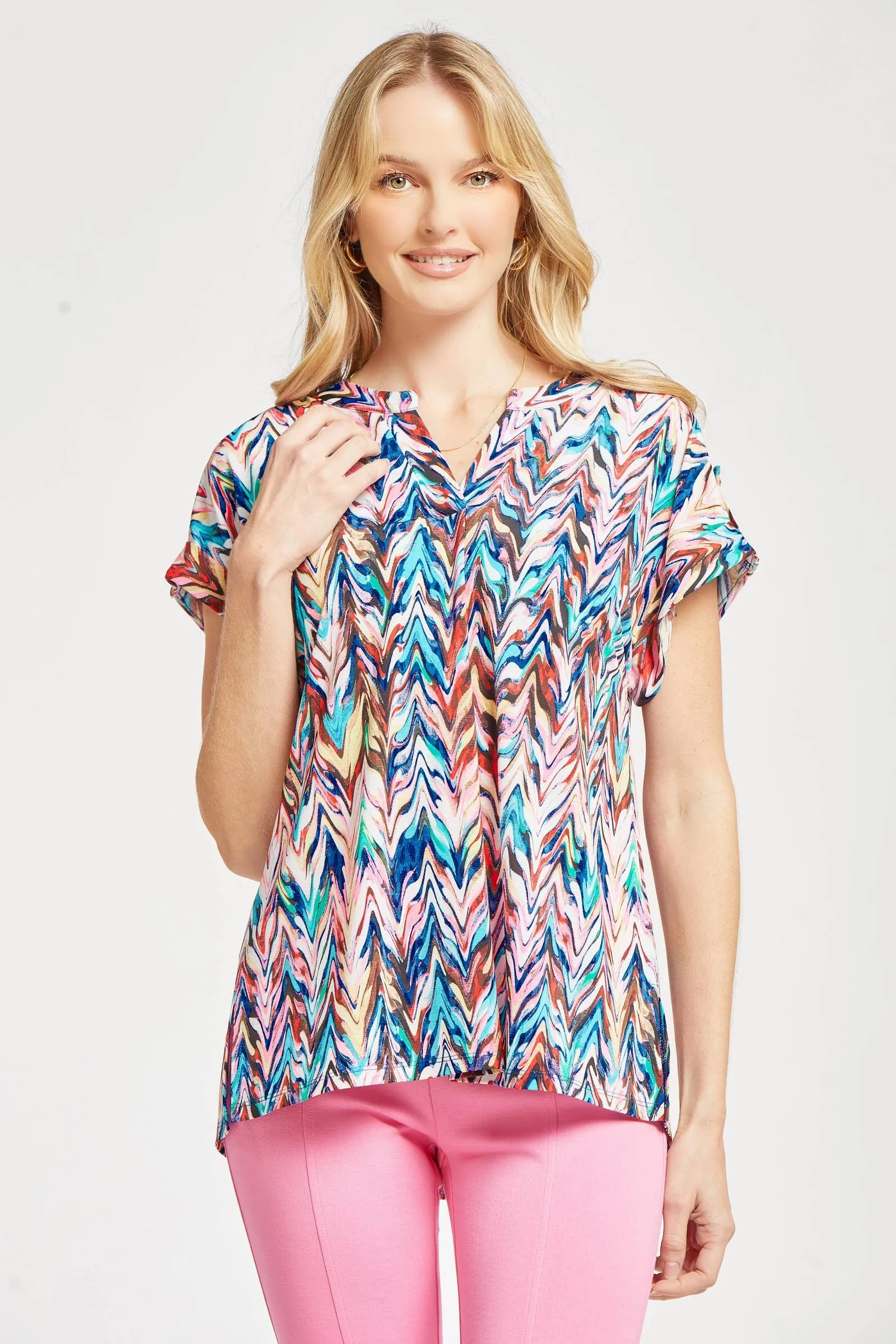 Lindzy Wrinkle Free Dolman Sleeve Top, ZigZag