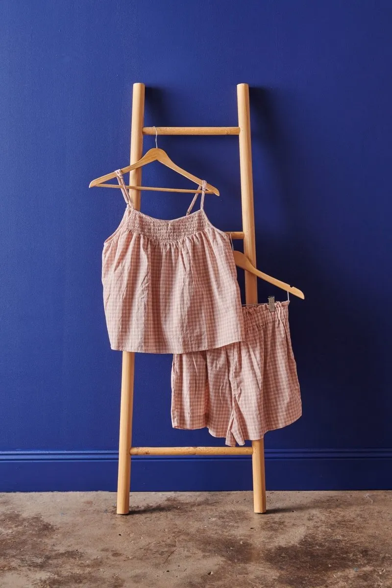 Linen Sets | Gingham - Pink & Cream