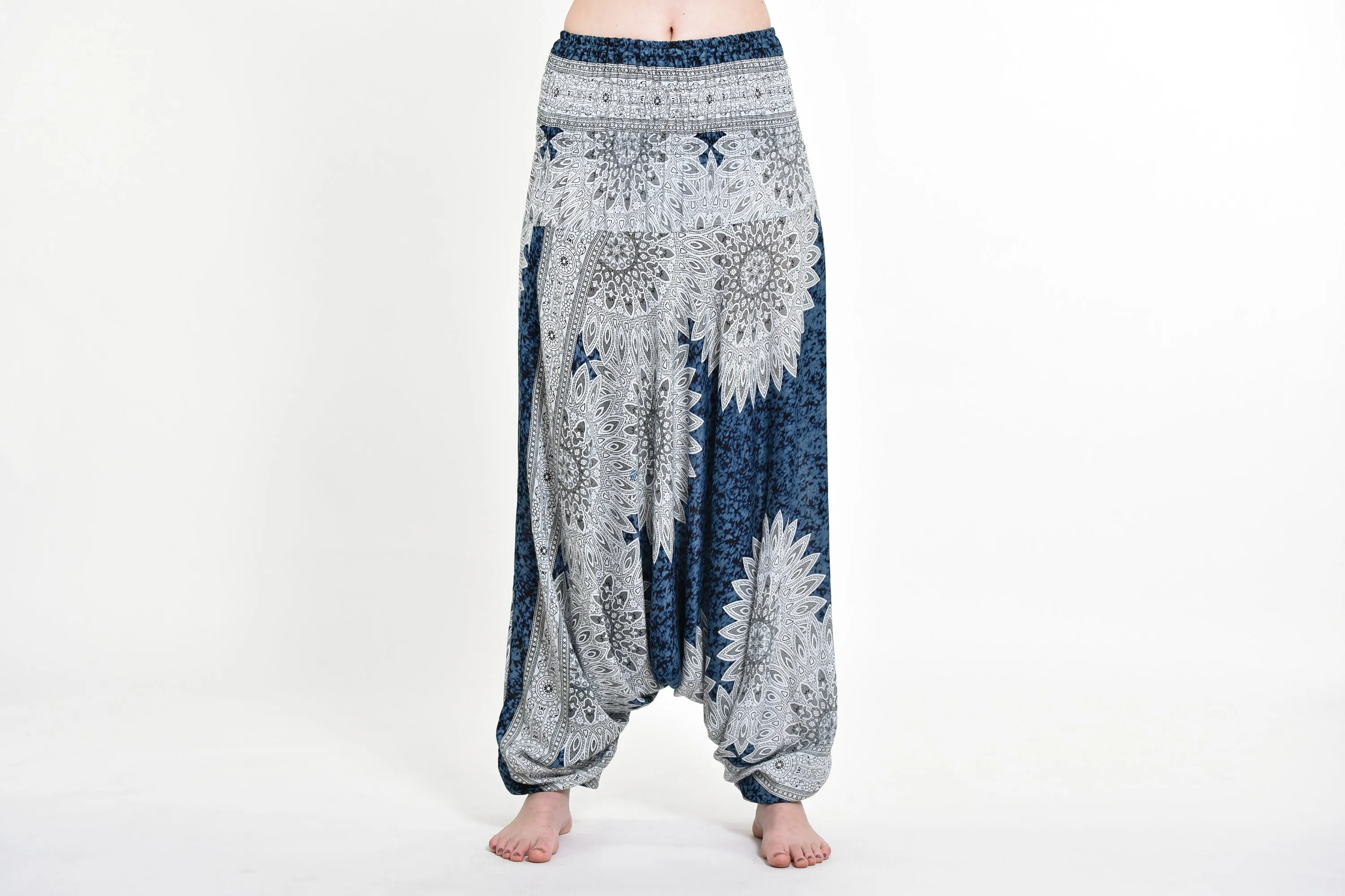 Marble Mandalas 2-in-1 Jumpsuit Harem Pants in Indigo