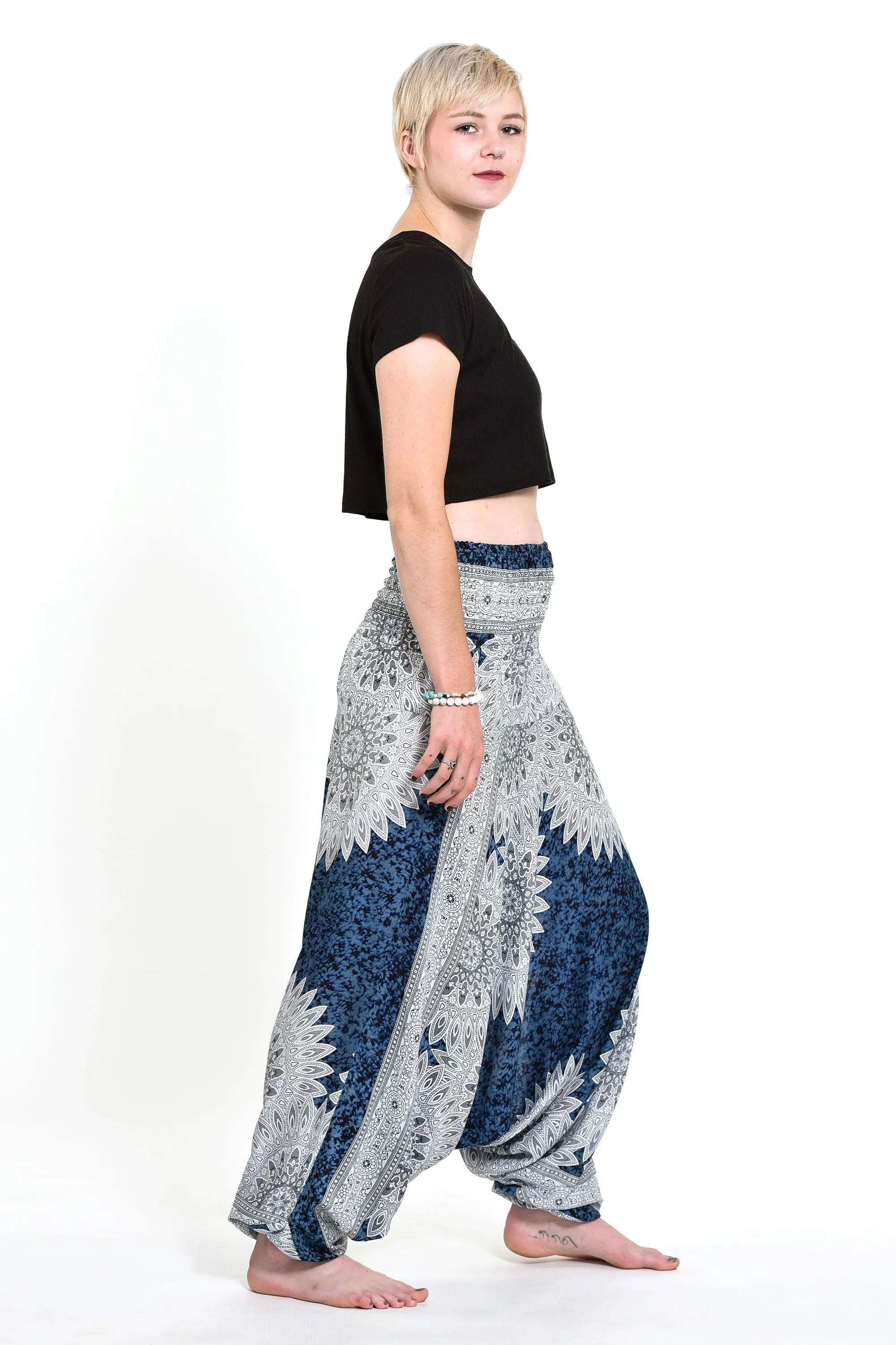 Marble Mandalas 2-in-1 Jumpsuit Harem Pants in Indigo