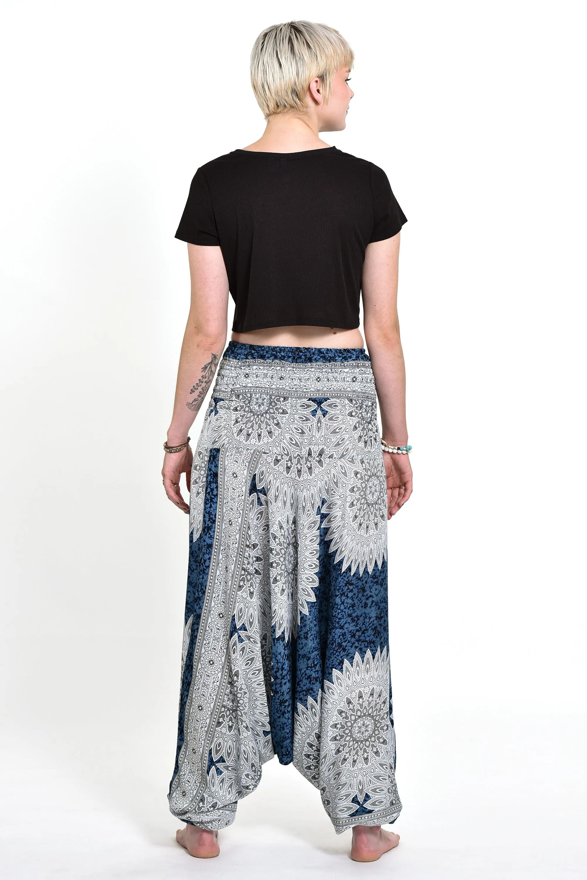 Marble Mandalas 2-in-1 Jumpsuit Harem Pants in Indigo