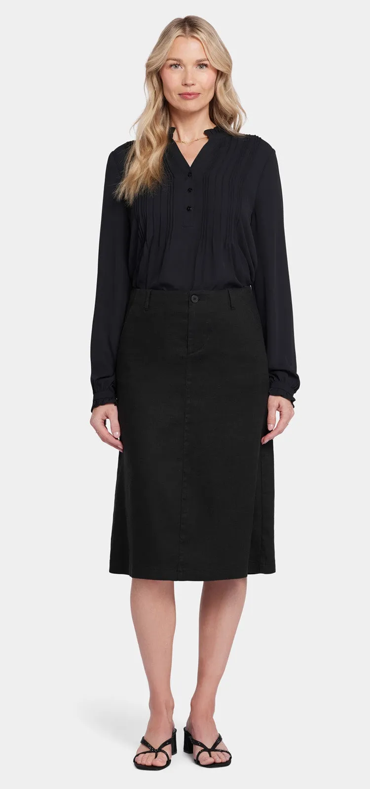 Marilyn A-Line Skirt Zwart Stretch Linnen | Black