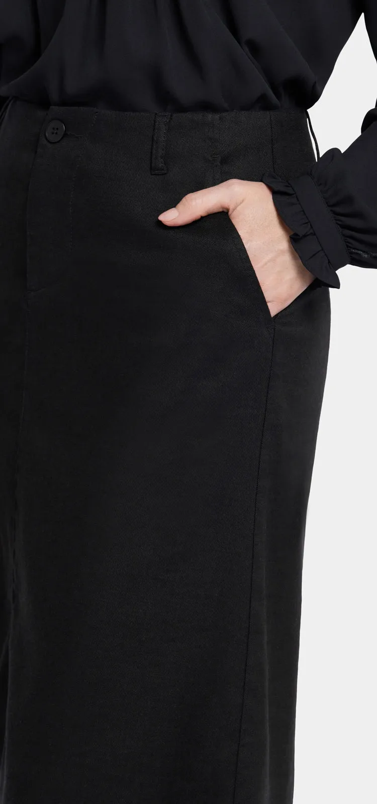 Marilyn A-Line Skirt Zwart Stretch Linnen | Black