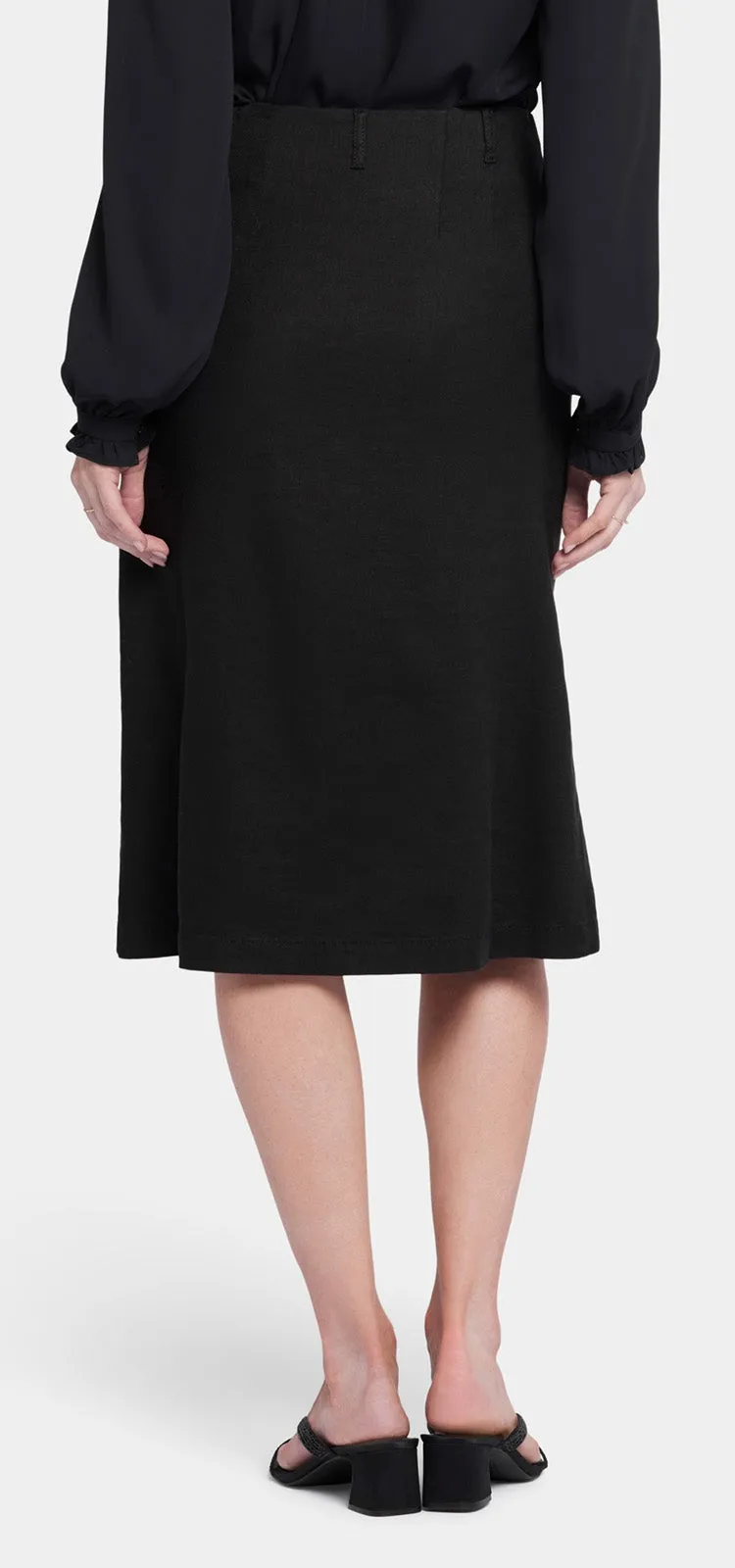 Marilyn A-Line Skirt Zwart Stretch Linnen | Black