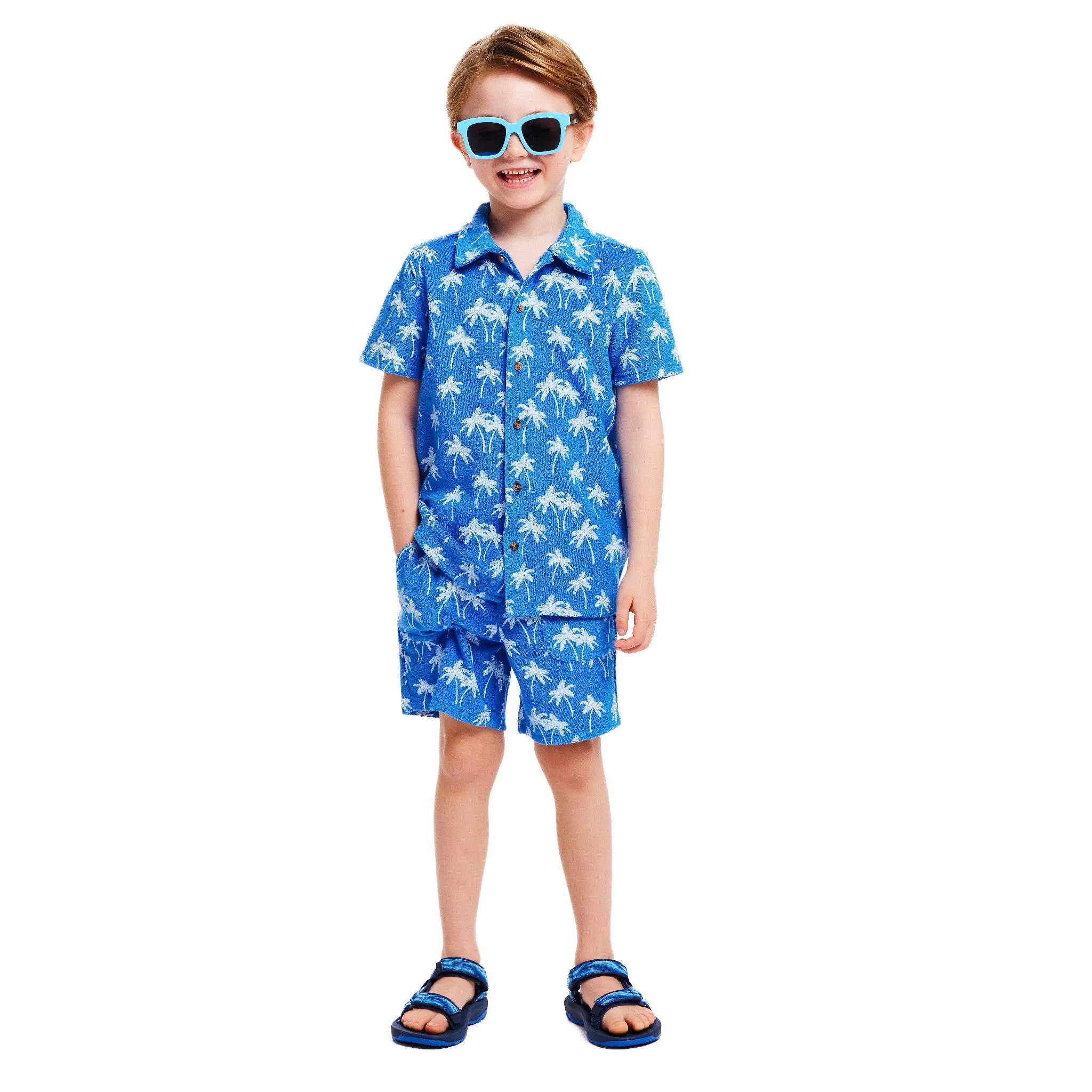 Matching Terry Set | Blue Palm Tree