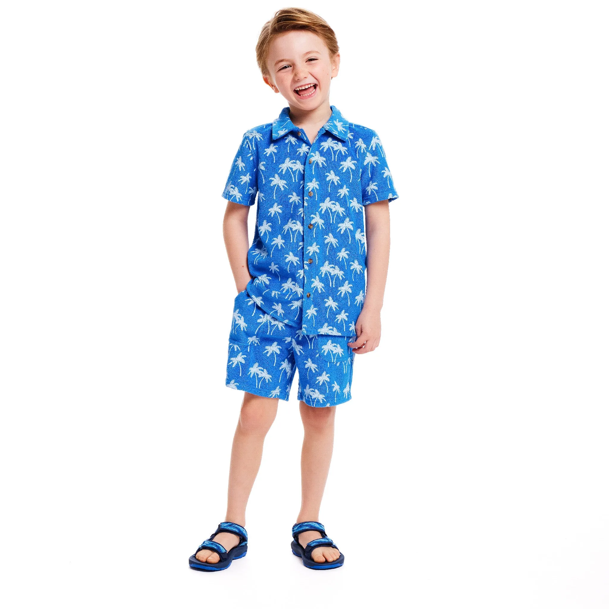 Matching Terry Set | Blue Palm Tree