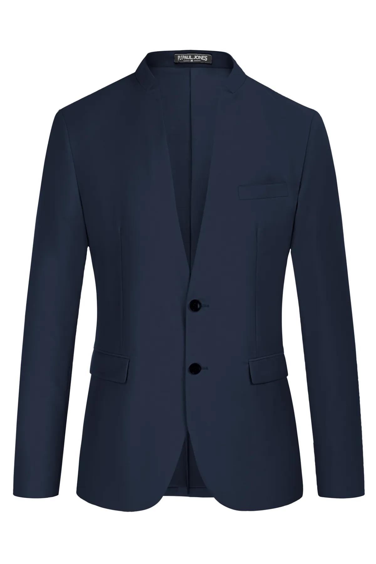 Mens Casual Suit Two Button Blazer Jackets Stand Mandarin Collar Sport Coat