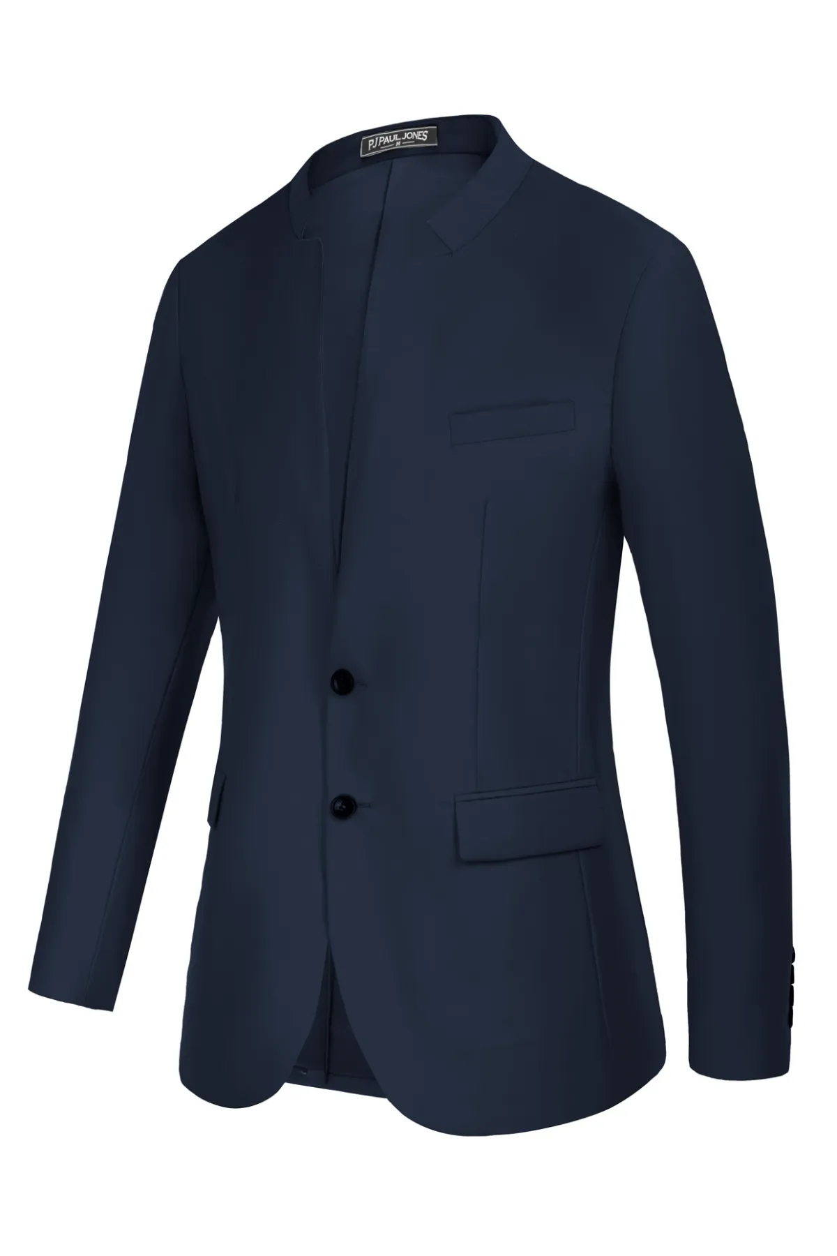 Mens Casual Suit Two Button Blazer Jackets Stand Mandarin Collar Sport Coat