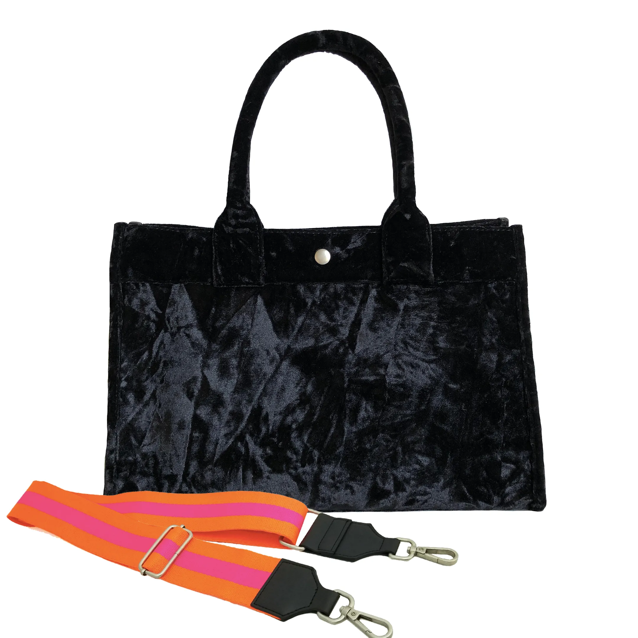 Midi East West Bag: Black Crushed Velvet