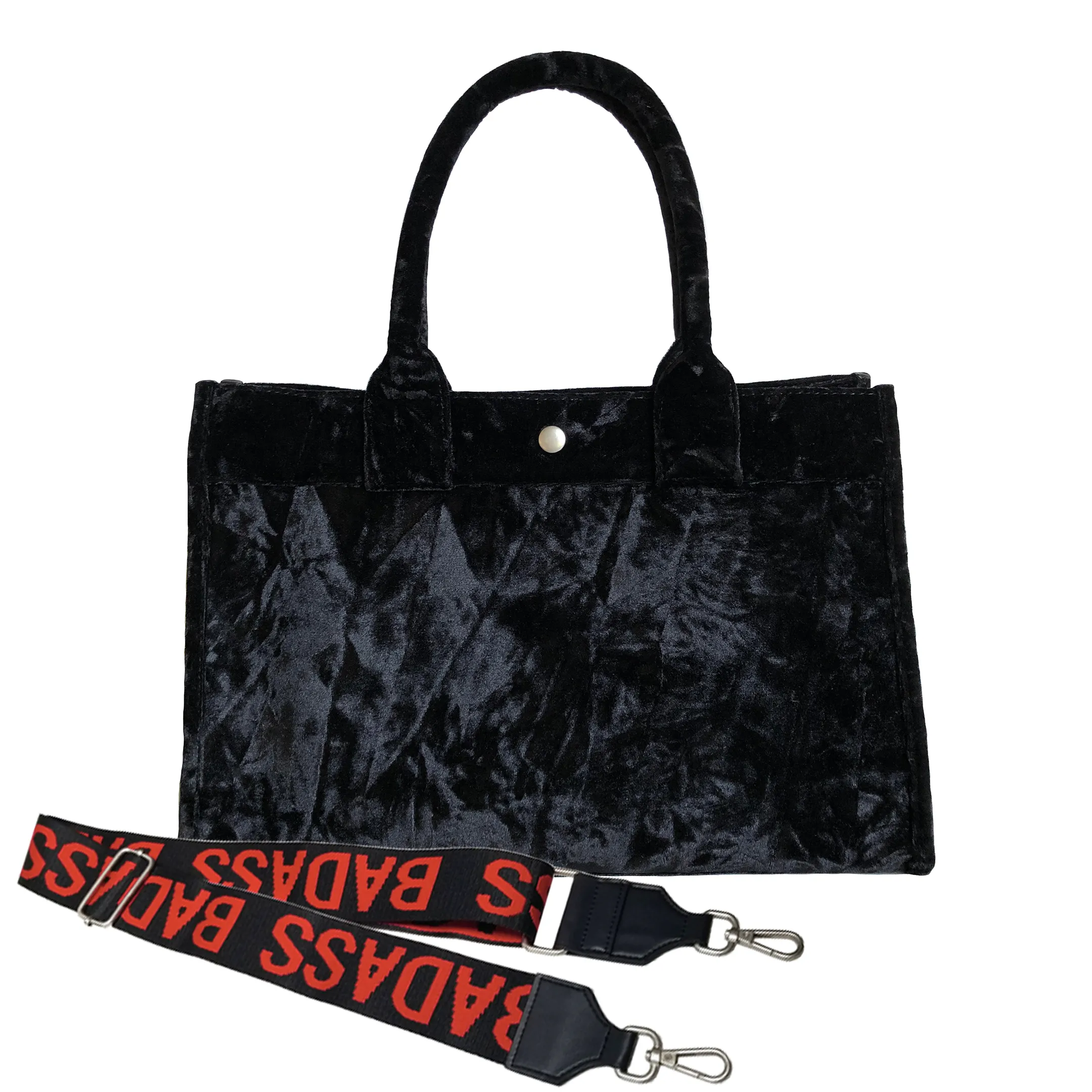 Midi East West Bag: Black Crushed Velvet