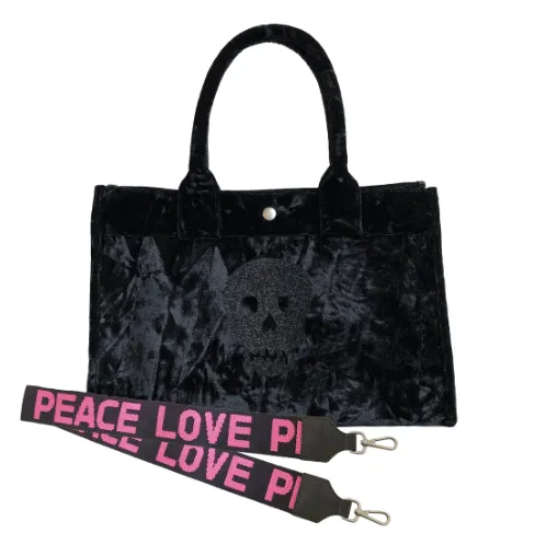 Midi East West Bag: Black Crushed Velvet