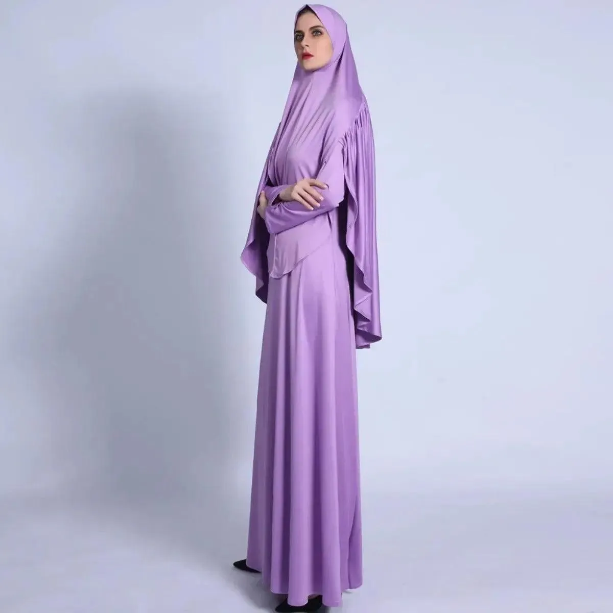 MJ002 Jersey Pleated Back Jilbab Set 2-Piece