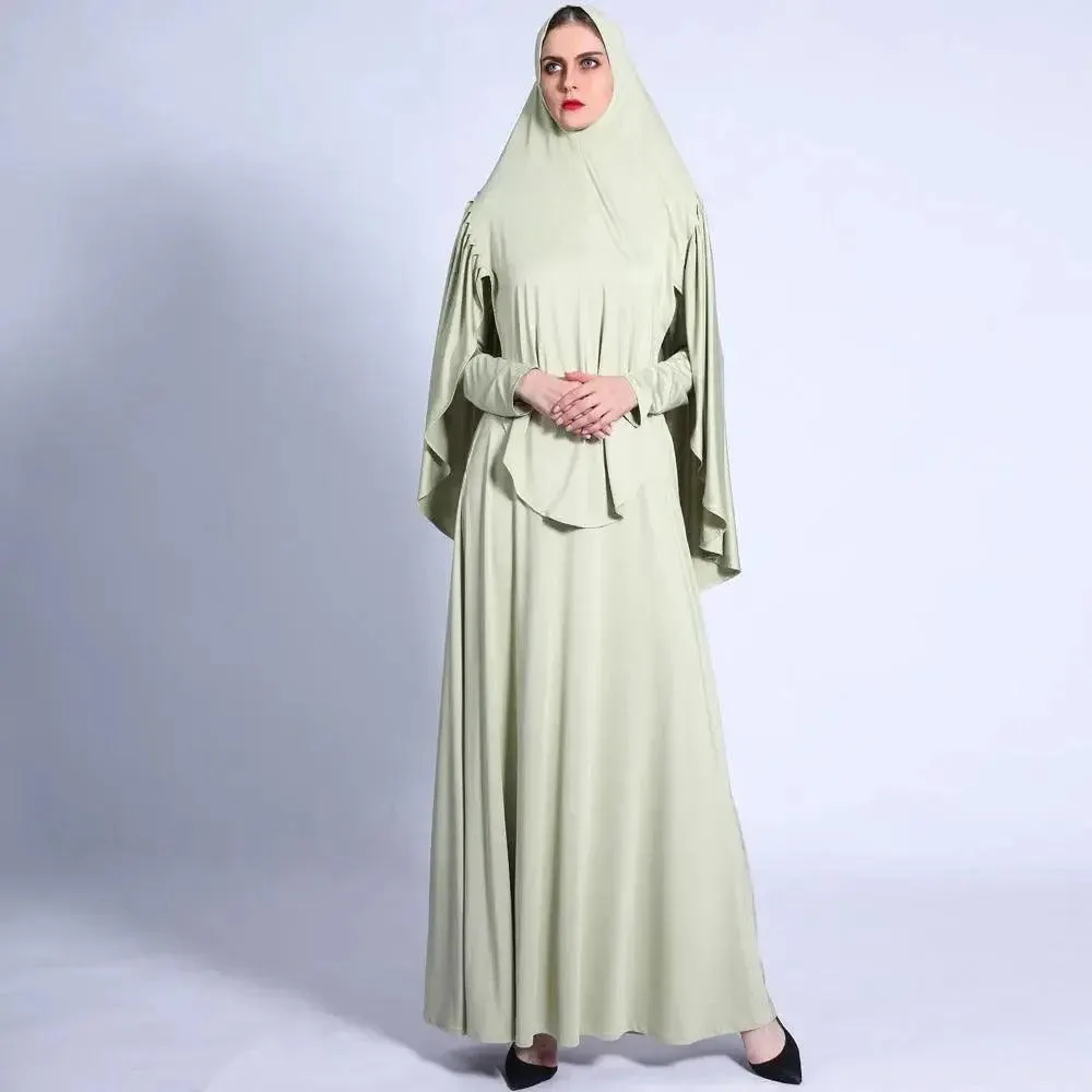 MJ002 Jersey Pleated Back Jilbab Set 2-Piece