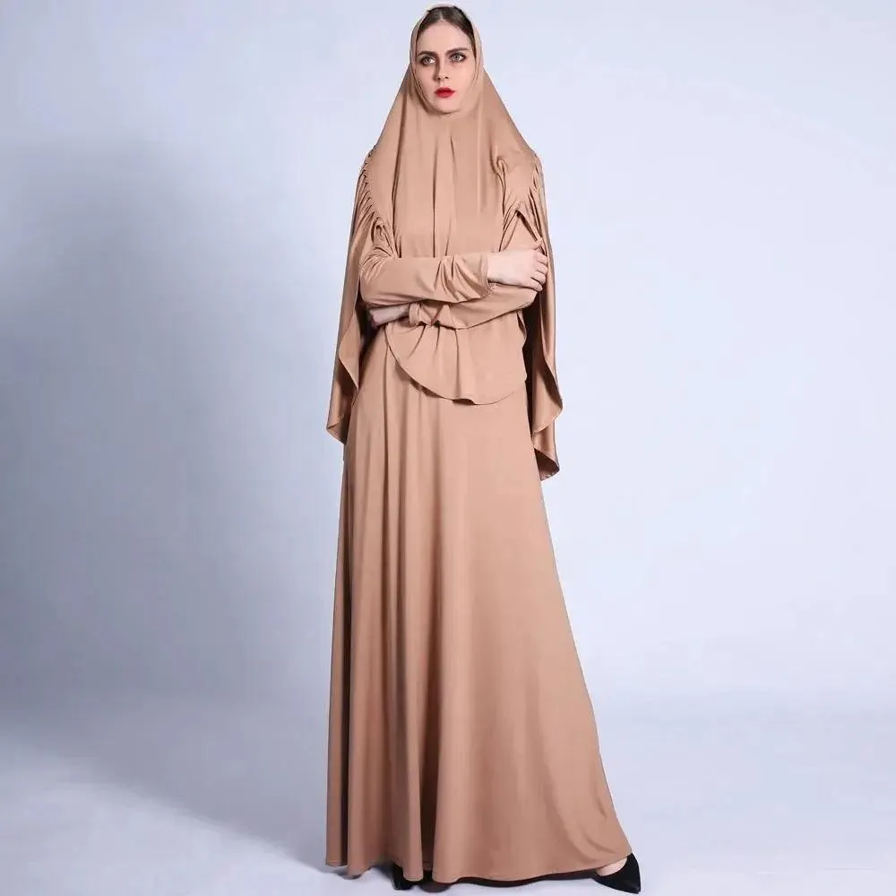 MJ002 Jersey Pleated Back Jilbab Set 2-Piece