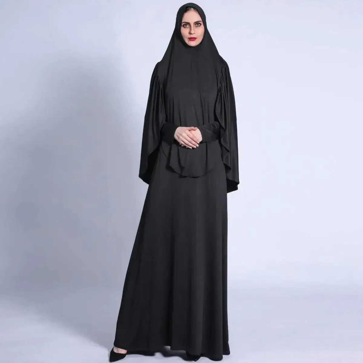 MJ002 Jersey Pleated Back Jilbab Set 2-Piece