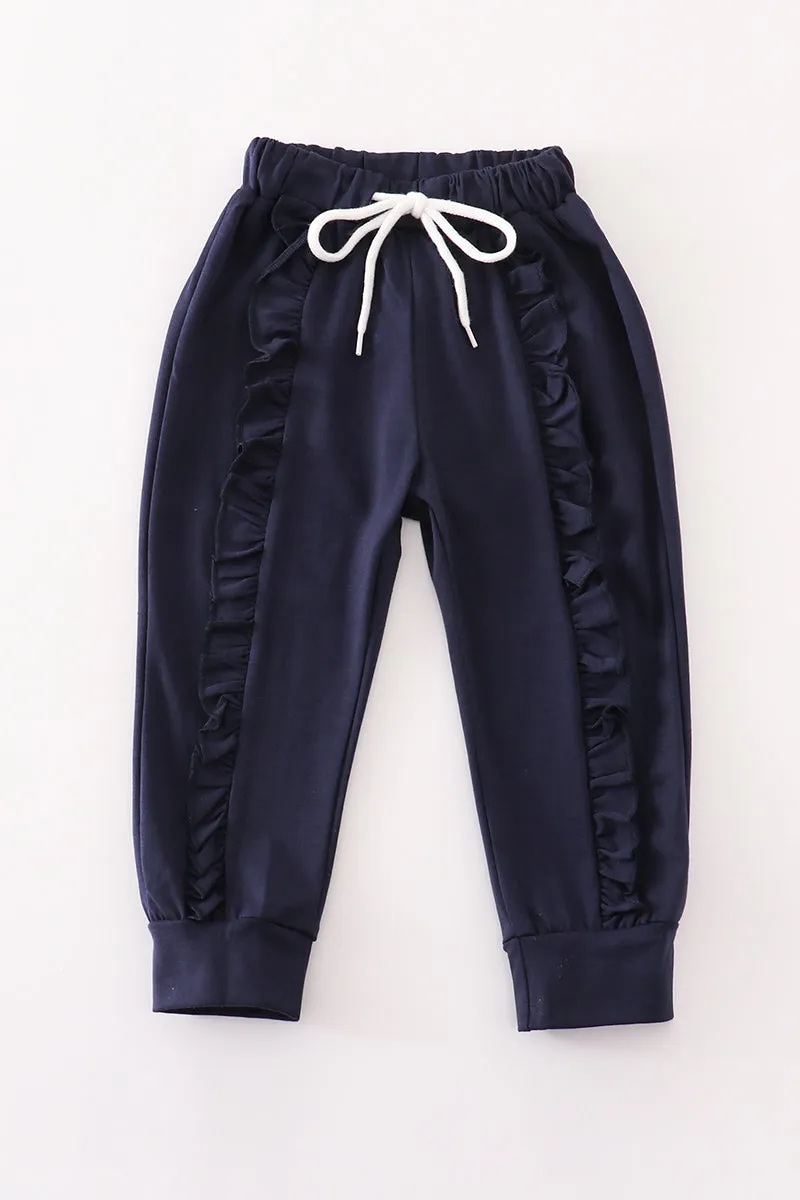 Navy AU Tiger Embroidery Girl Sweatpants