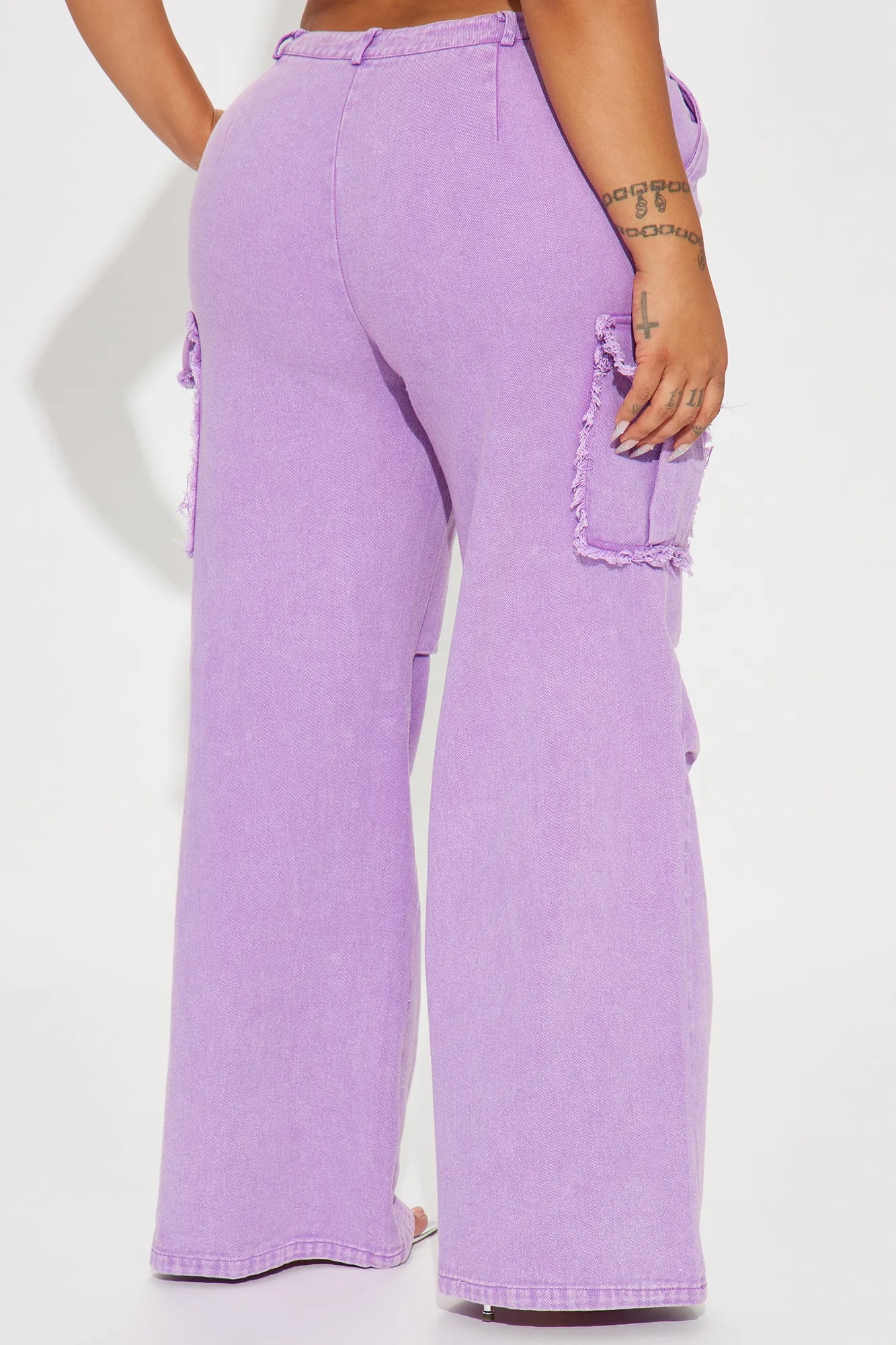 Nessa Washed Wide Leg Cargo Pant - Purple