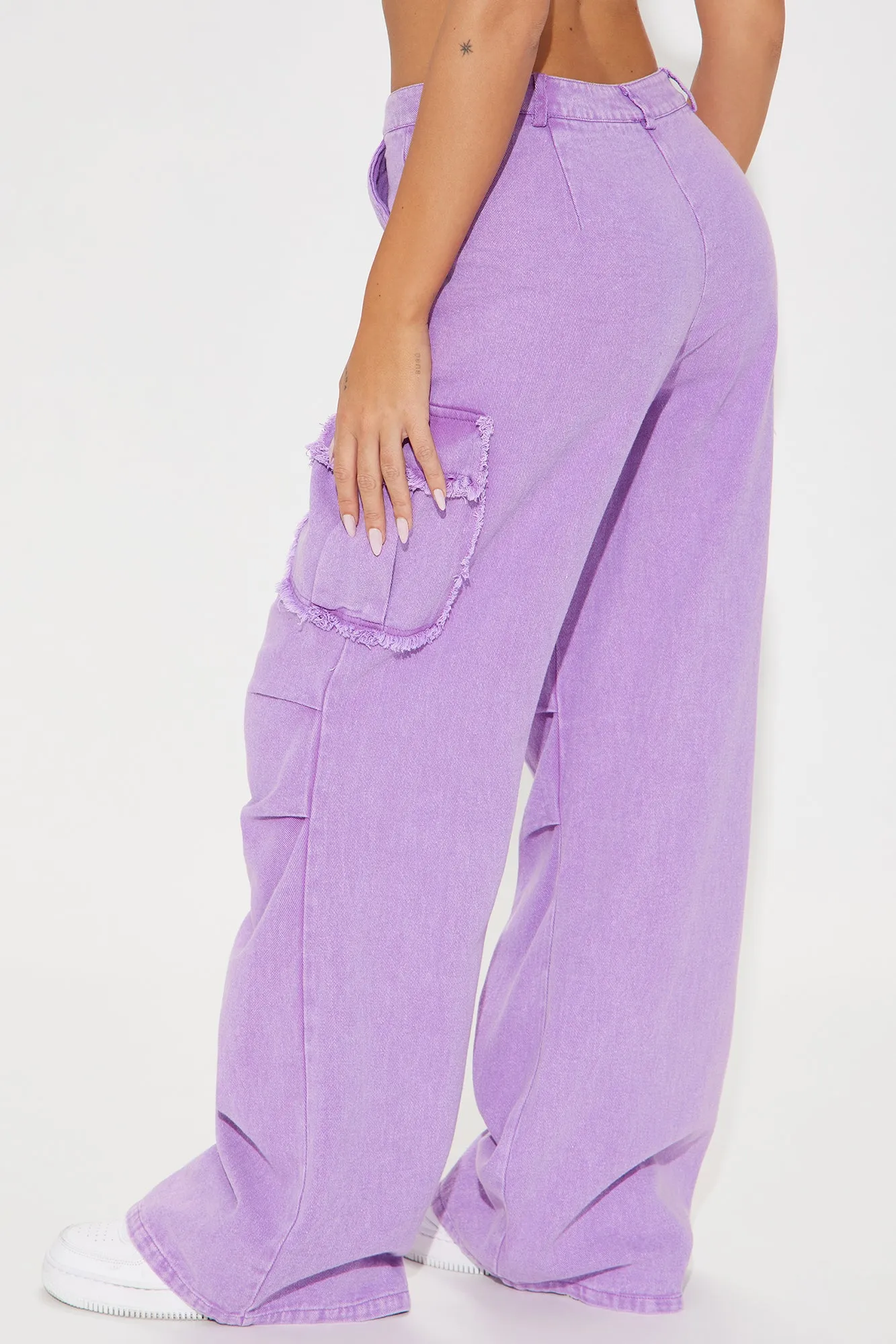 Nessa Washed Wide Leg Cargo Pant - Purple