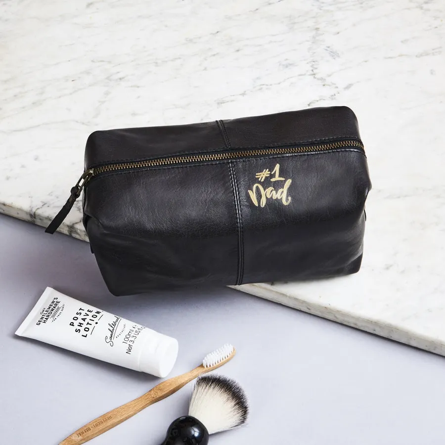 No.1 Dad Leather Wash Bag