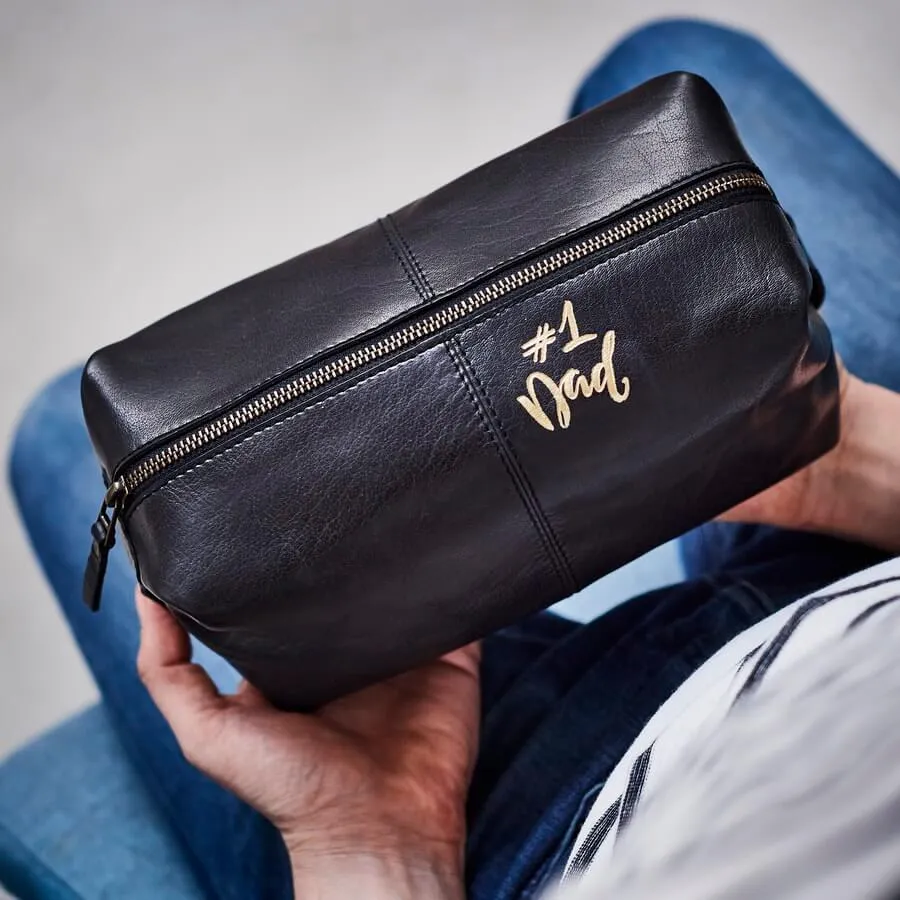 No.1 Dad Leather Wash Bag