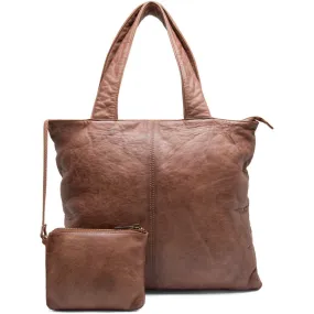 Oversize shopper bag in vintage look / 14268 - Chestnut