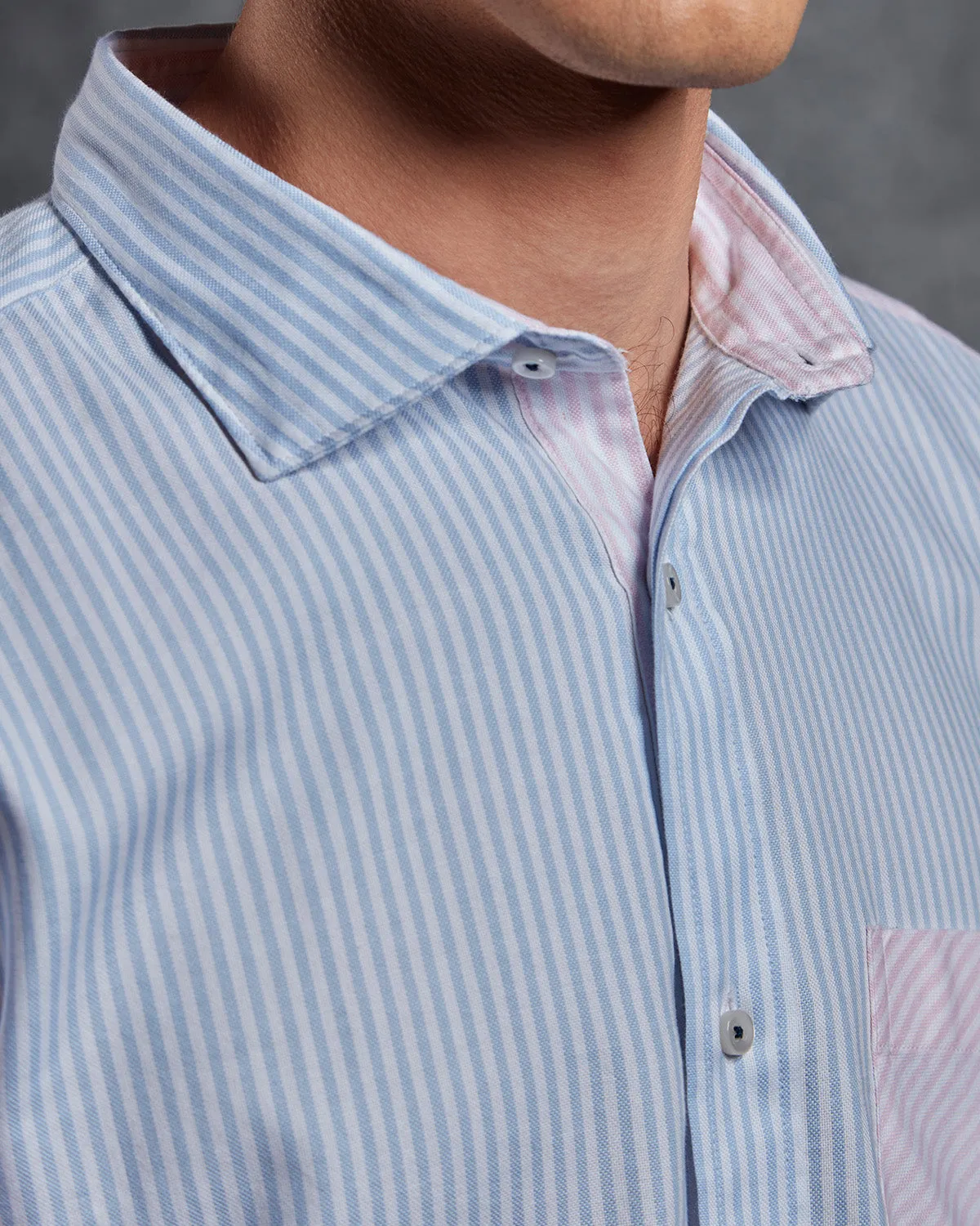 Oxford Striped Shirt - Pink & Light Blue