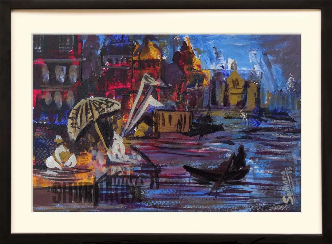 Painting of a ghat in Benares