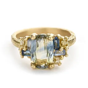 Parti Sapphire and Diamond Luminous Cluster Ring