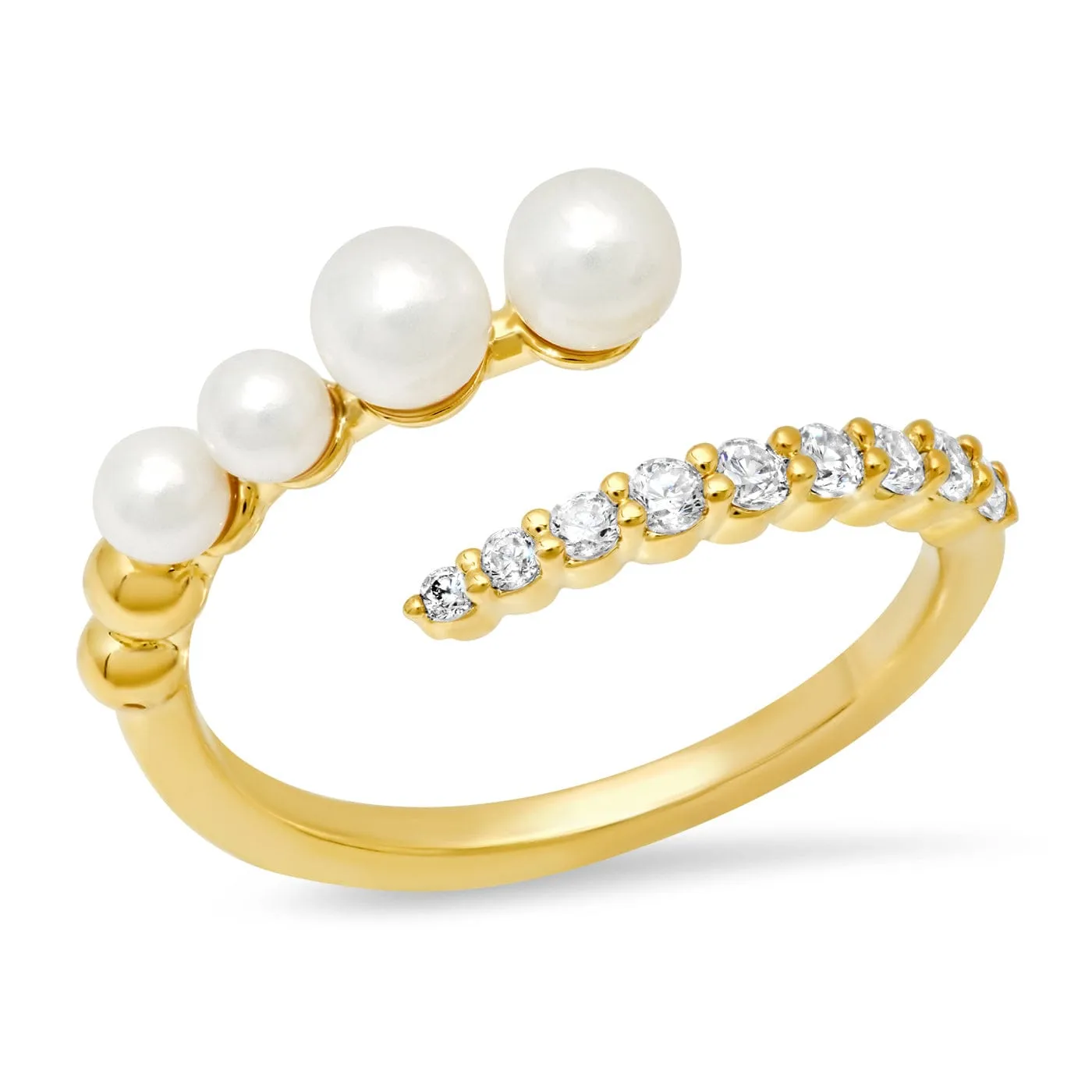 Pearl CZ Wrap Ring