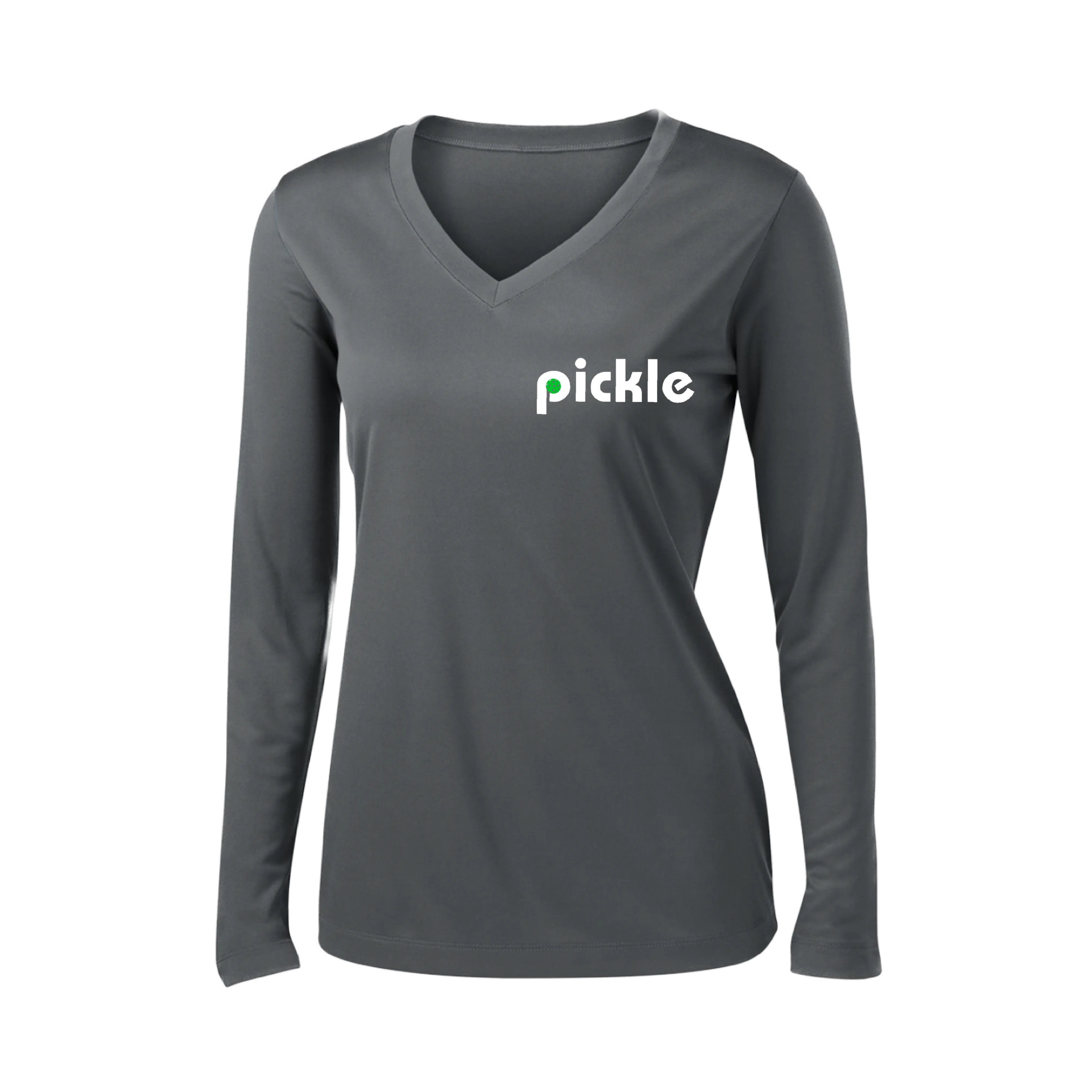 Pickle (Customizable) | Women's Long Sleeve V-Neck Pickleball Shirts | 100% Polyester