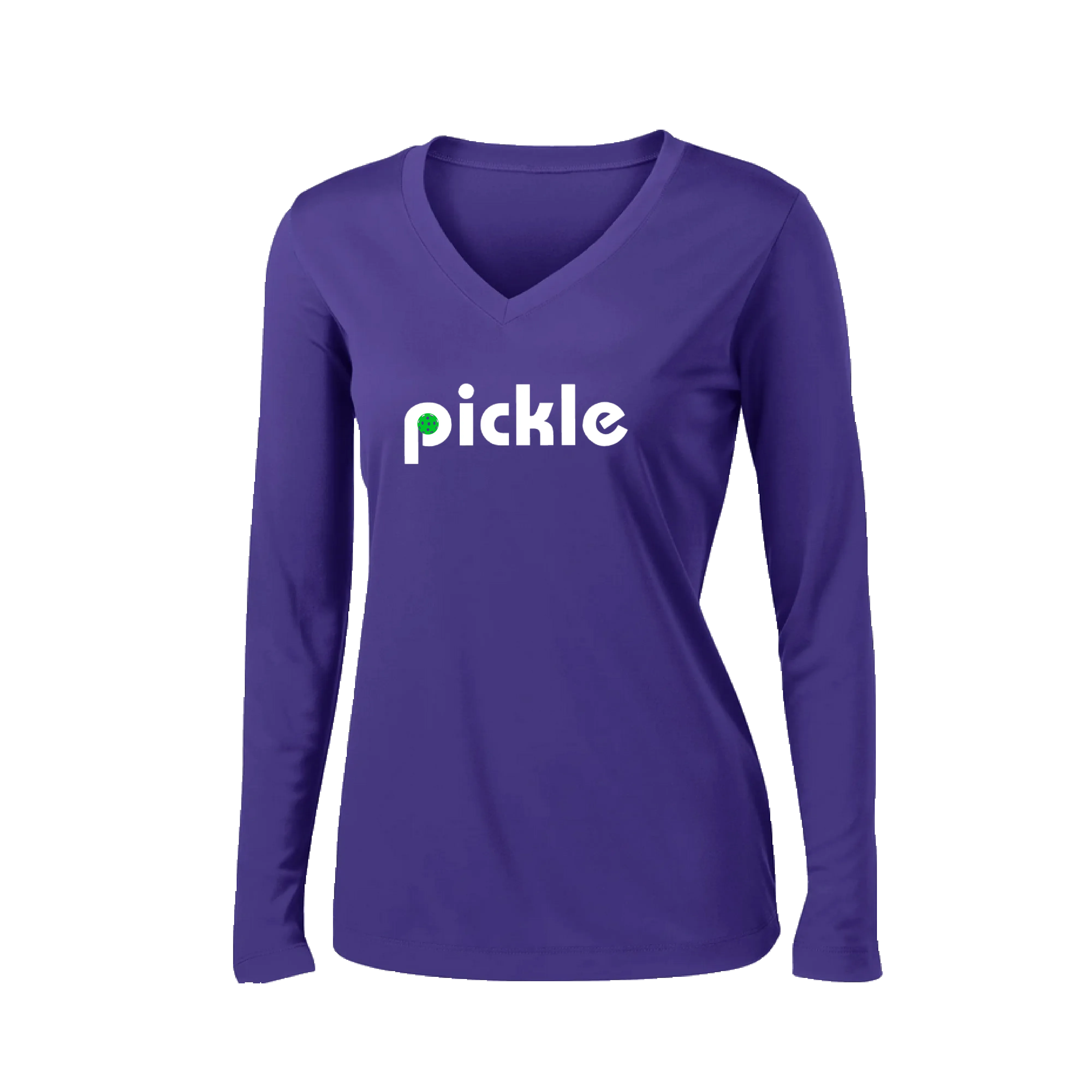 Pickle (Customizable) | Women's Long Sleeve V-Neck Pickleball Shirts | 100% Polyester