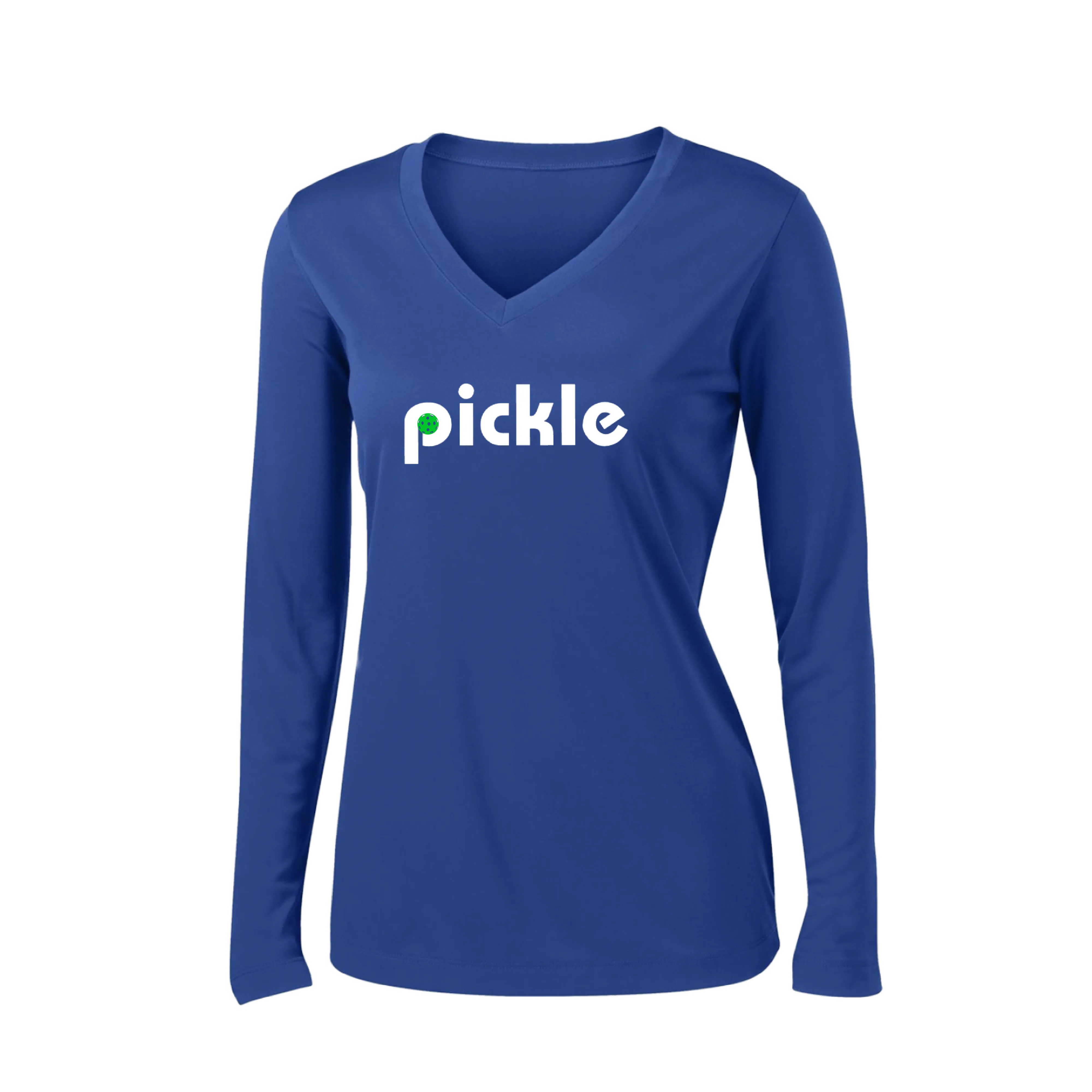 Pickle (Customizable) | Women's Long Sleeve V-Neck Pickleball Shirts | 100% Polyester