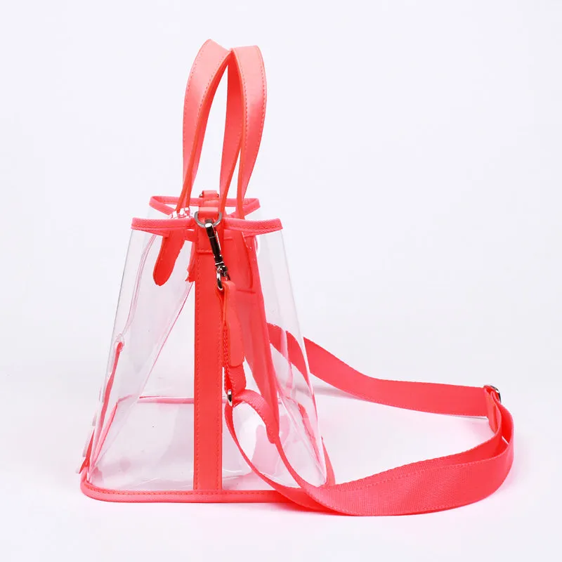 pino summer neon pink clear shoulder bag