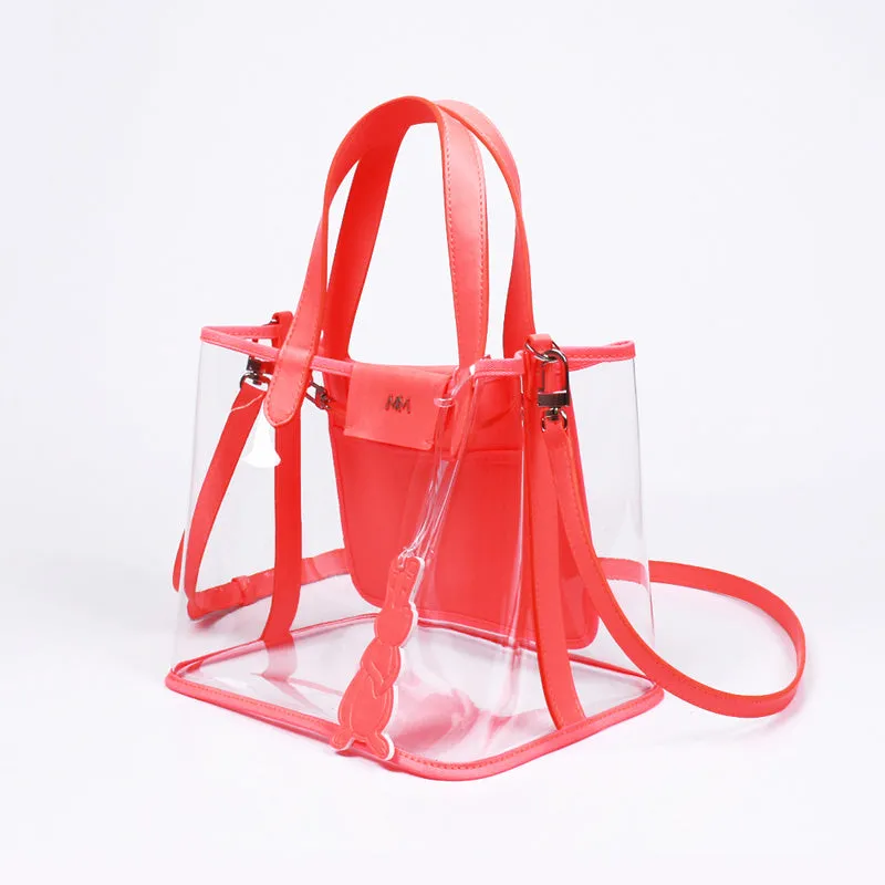 pino summer neon pink clear shoulder bag