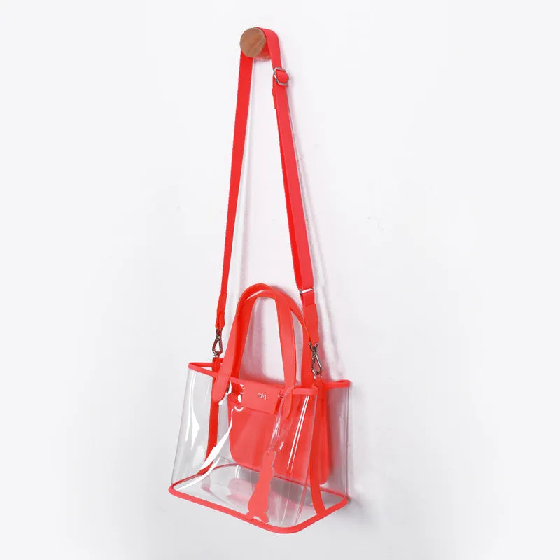 pino summer neon pink clear shoulder bag