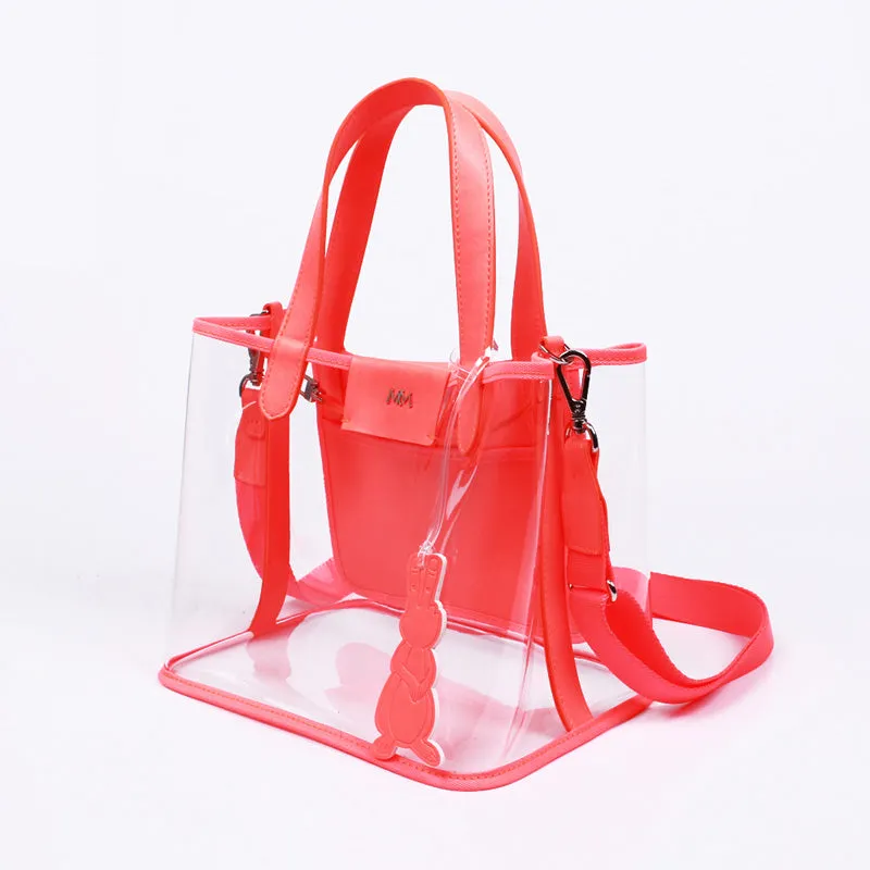 pino summer neon pink clear shoulder bag