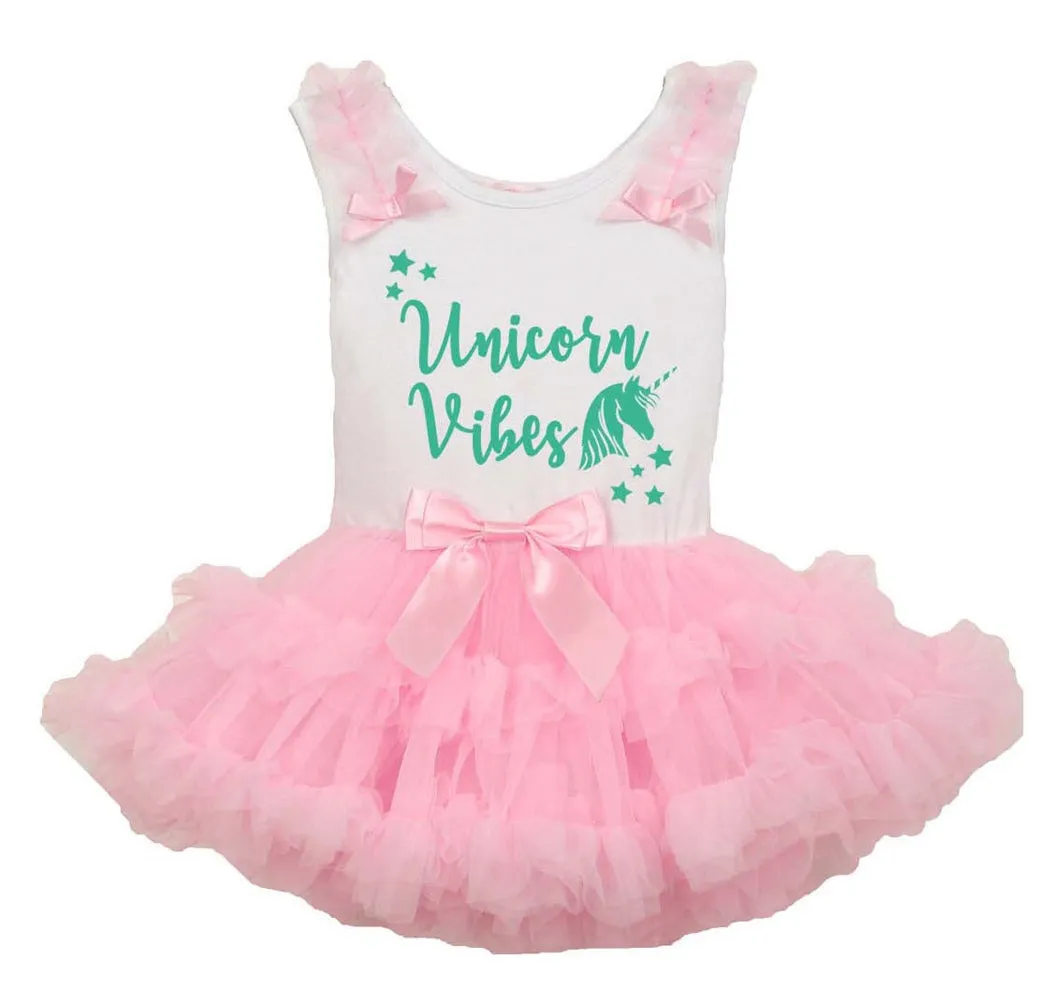 Popatu Baby Girls & Little Girl's Unicorn Vibes Ruffle Dress