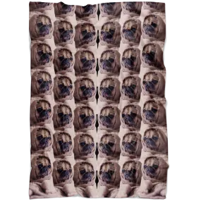 Pugs wrapped in a blanket fleece blanket