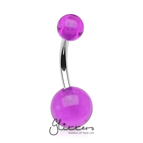 Purple Acrylic Balls Navel Ring