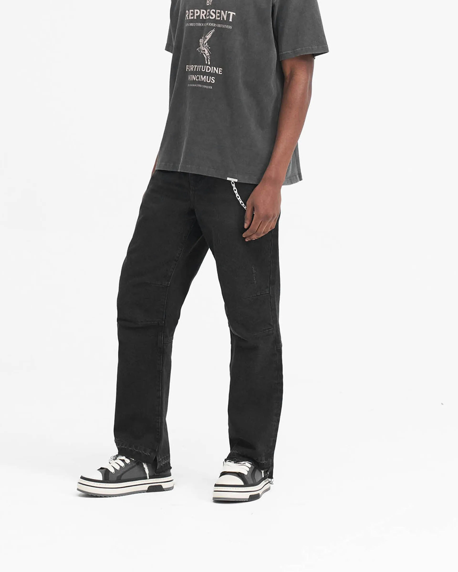 R2 Stepped Hem Denim - Off Black