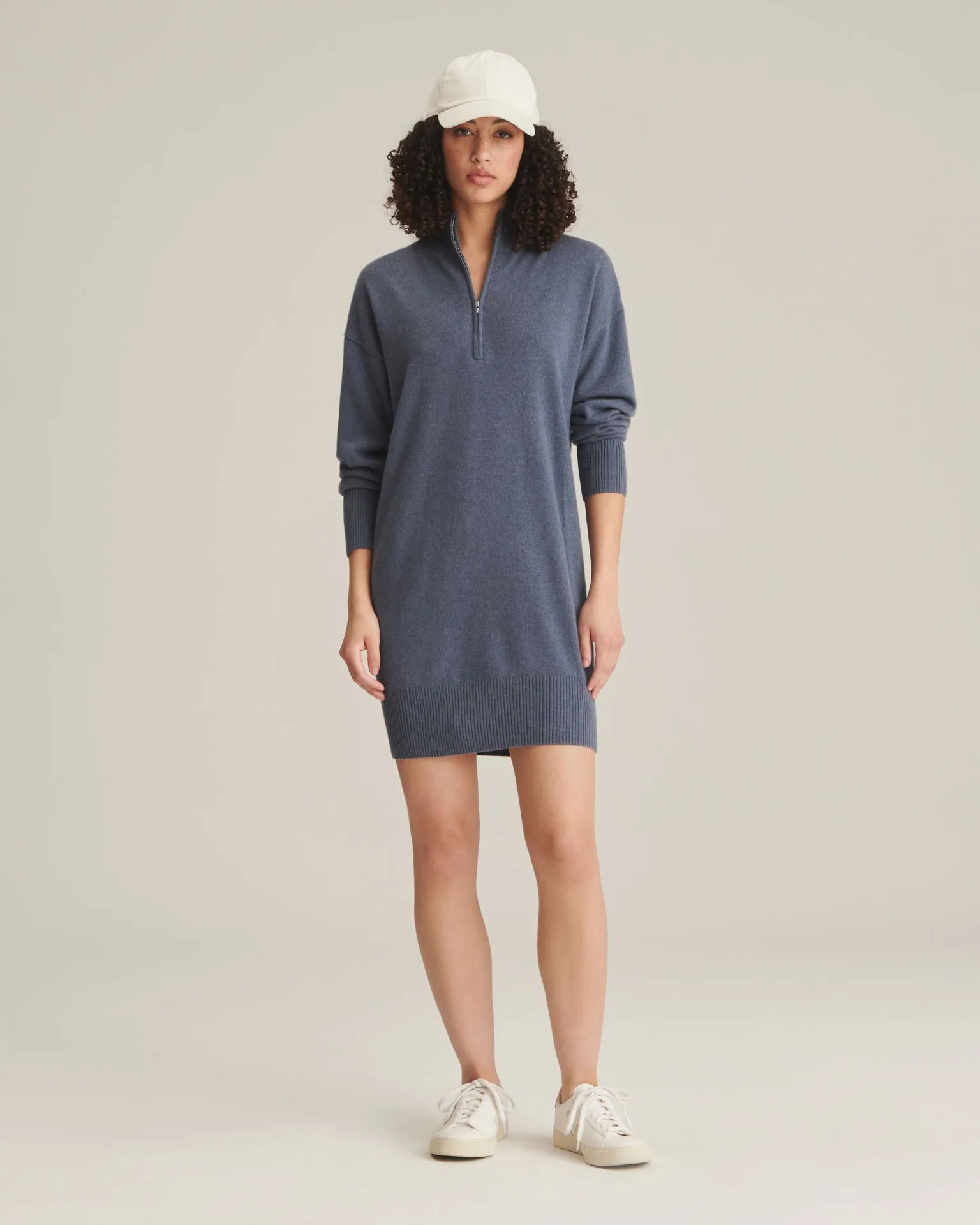 Recycled Cashmere Quarter Zip Dress