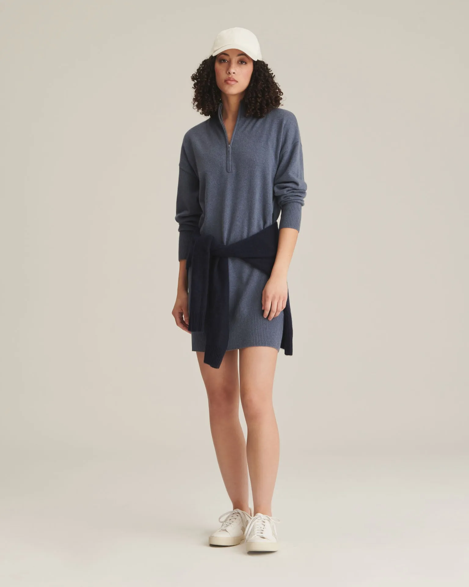 Recycled Cashmere Quarter Zip Dress