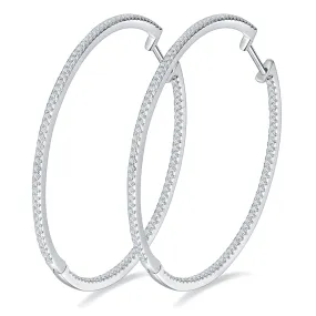 S925 Silver 1.1mm Moissanite Round Hoop Earrings