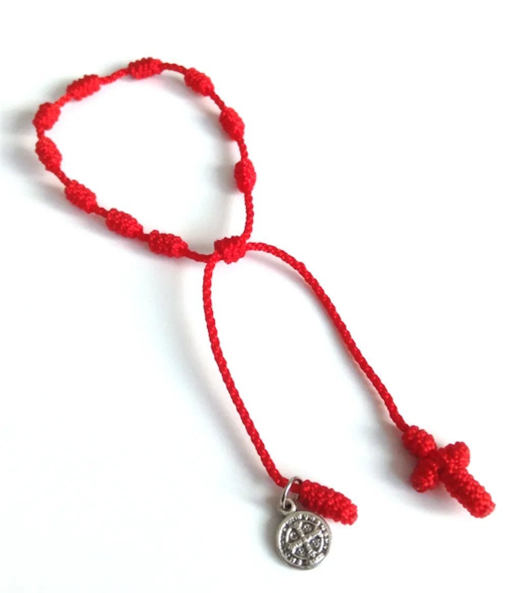 Saint Benedict Mini Rosary Red Bracelet