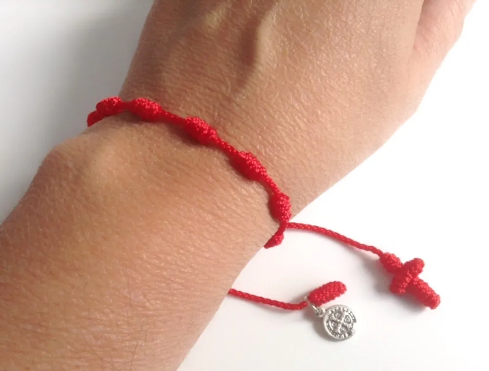 Saint Benedict Mini Rosary Red Bracelet