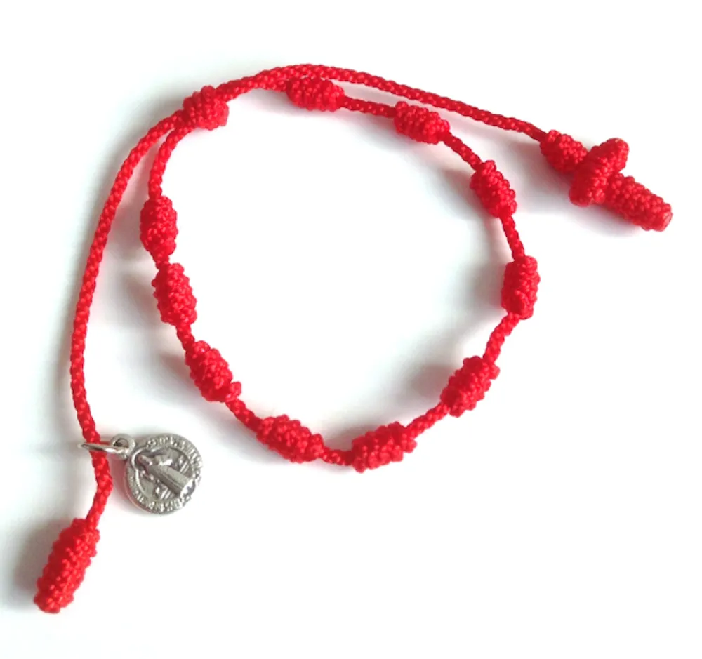 Saint Benedict Mini Rosary Red Bracelet