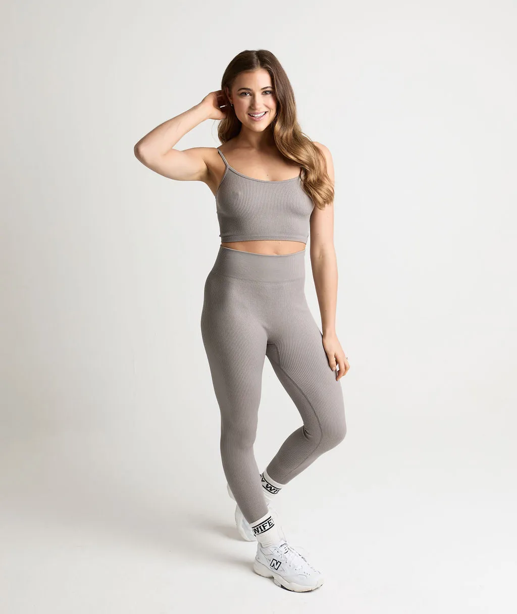 Seamless Contour Rib Crop Top - Frost Grey