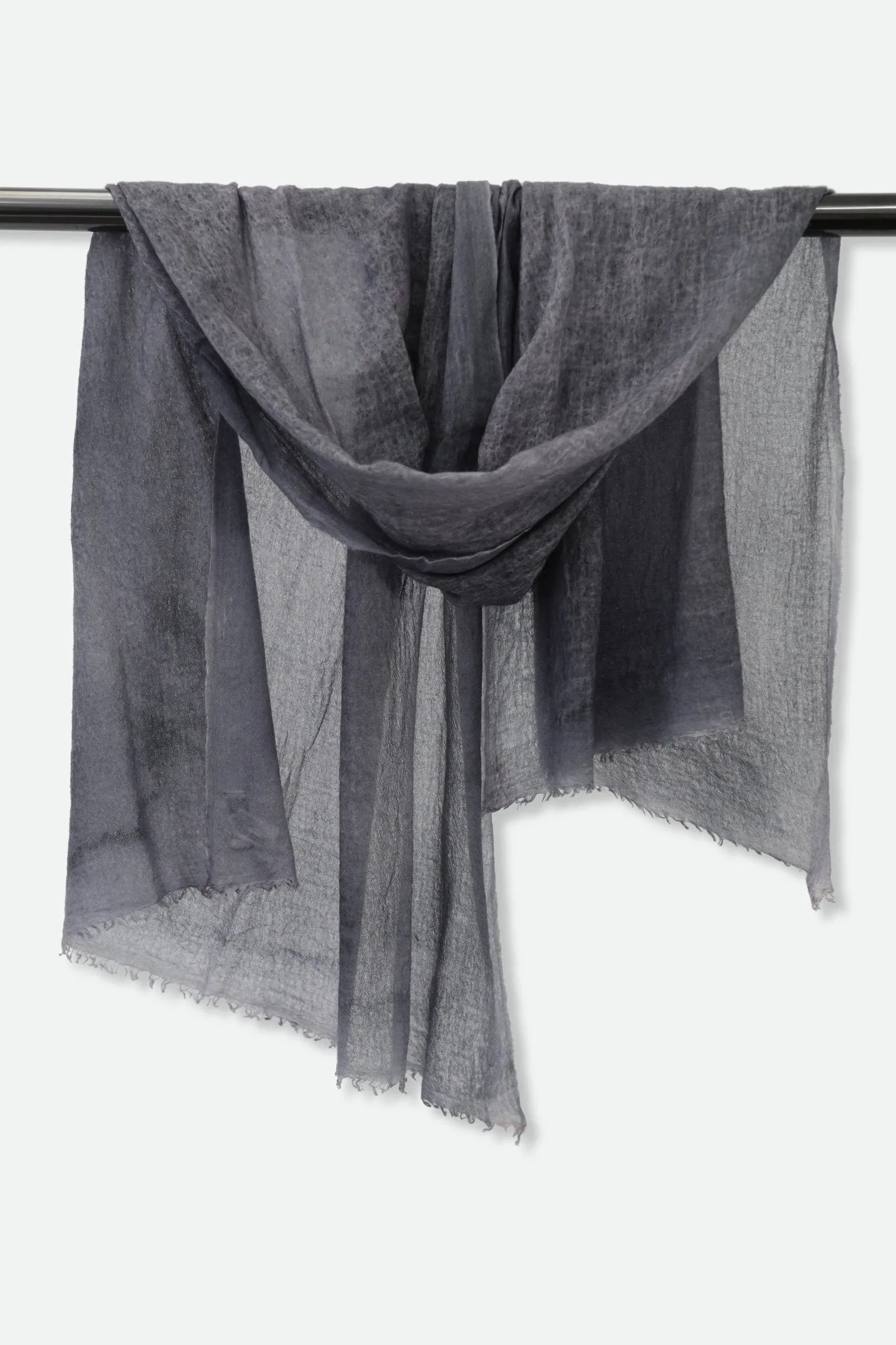 SOFT SLATE SCARF IN HAND DYED CASHMERE