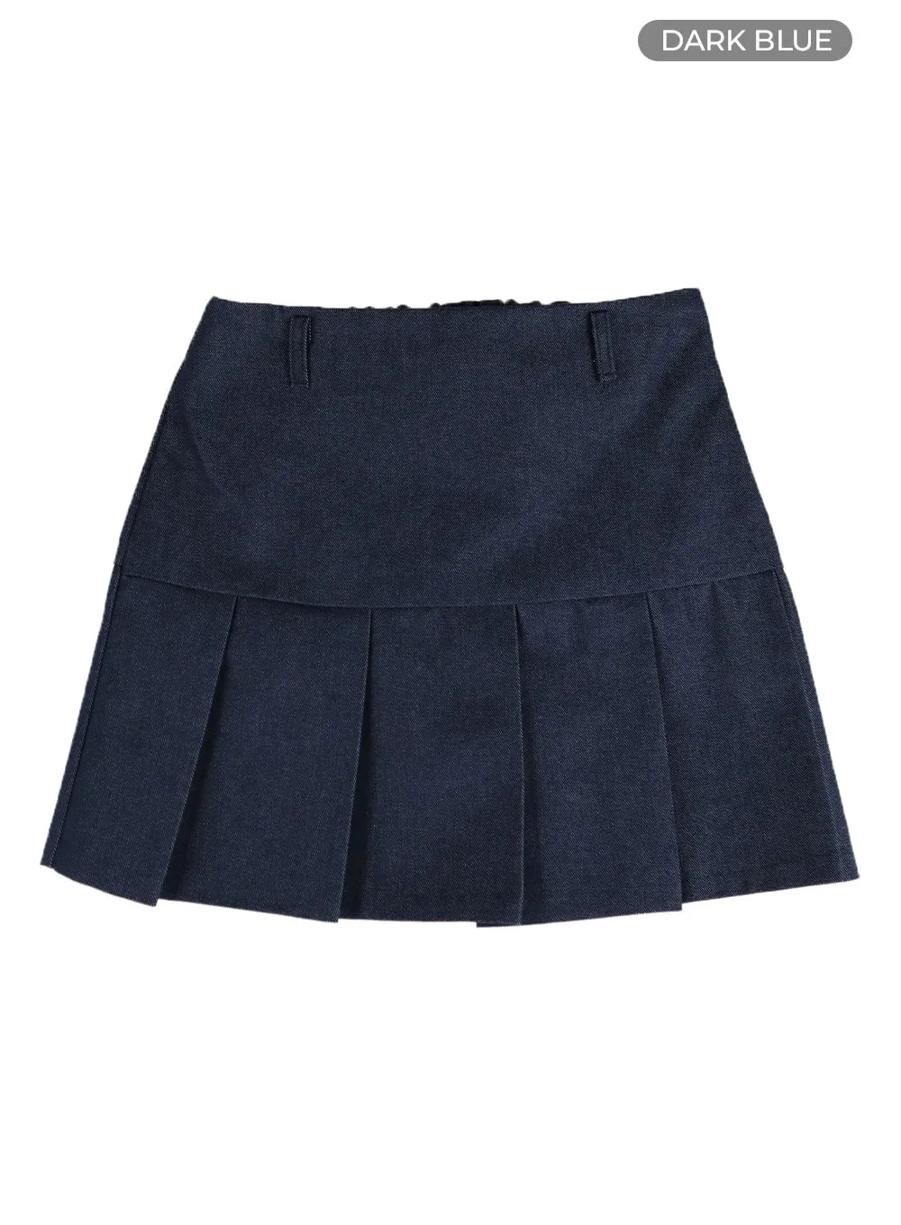 Solid Pleated Cotton Mini Skirt IM406