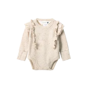 Susukoshi Organic L/S Fluttersuit - Beige Speckled